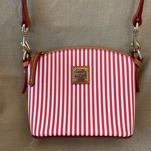 Dooney & Bourke Pink and White Striped Crossbody Bag